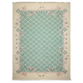 9x12 Aqua, Ivory, Rust Color Hand Woven Kilim Wool Traditional Oriental Rug