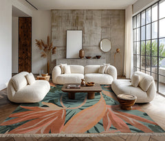 Turquoise 7'11''x9'4'' Tibetan Contemporary Tropical Hand Knotted Wool Oriental Area Rug