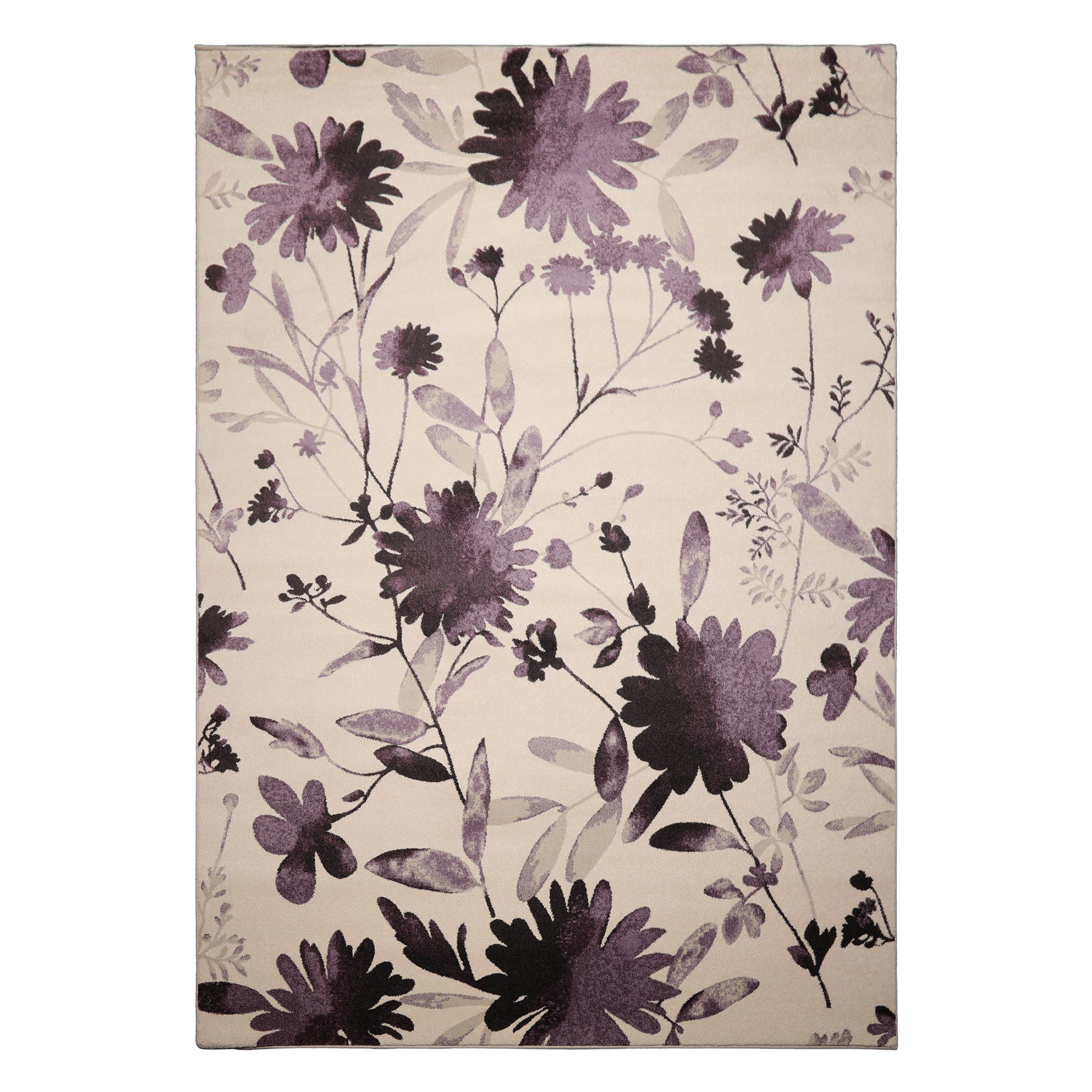 8x11 Ivory, Aubergine, Dark Chocolate Color Machine Made Wool Contemporary Oriental Rug