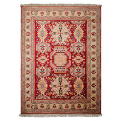 8x11 Red, Ivory, Blue Color Hand Hooked Heriz New Zealand Wool Traditional Oriental Rug