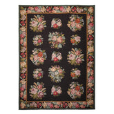 9x12 Charcoal, Ivory, Gold Color Hand Woven Aubusson Needlepoint Wool Traditional Oriental Rug