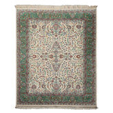 8x10 Ivory, Green, Taupe Color Hand Knotted Kashan New Zealand Wool Traditional Oriental Rug
