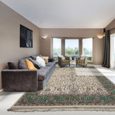 Ivory 8x10 Kashan Traditional Botanical Plush Pile Hand Knotted New Zealand Wool Oriental Area Rug