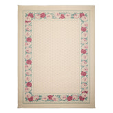 8x11 Ivory, Aqua, Rose Color Machine Made Loop Pile New Zealand Wool Transitional Oriental Rug
