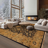 Navy 8x10 Isfahan Traditional All-Over 300 KPSI Plush Pile Hand Knotted New Zealand Wool Oriental Area Rug