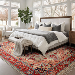 Ivory 8x10'4'' Serapi Traditional Geometric Hand Knotted New Zealand Wool Oriental Area Rug