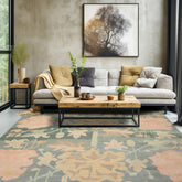 Aqua 8x10 Tibetan Art Deco Botanical Hand Knotted Wool Vintage Oriental Area Rug