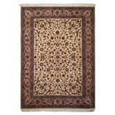 6x9 Ivory, Taupe, Red Color Hand Knotted Agra New Zealand Wool Traditional Oriental Rug