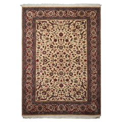 6x9 Ivory, Taupe, Red Color Hand Knotted Agra New Zealand Wool Traditional Oriental Rug