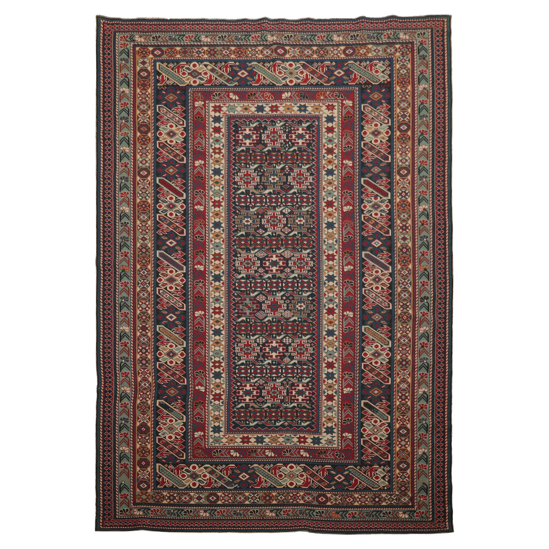 6x9 Teal, Raspberry, Ivory Color Hand Woven Kilim Wool Tribal Oriental Rug