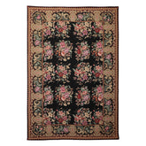6x9 Black, Brown, Beige Color Hand Woven Aubusson Needlepoint Wool Traditional Oriental Rug