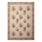 6x9 Ivory, Taupe, Red Color Hand Woven Aubusson Needlepoint Wool Traditional Oriental Rug