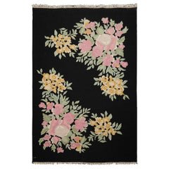 6x9 Black, Pink, Aqua Color Hand Woven Kilim Wool Traditional Oriental Rug