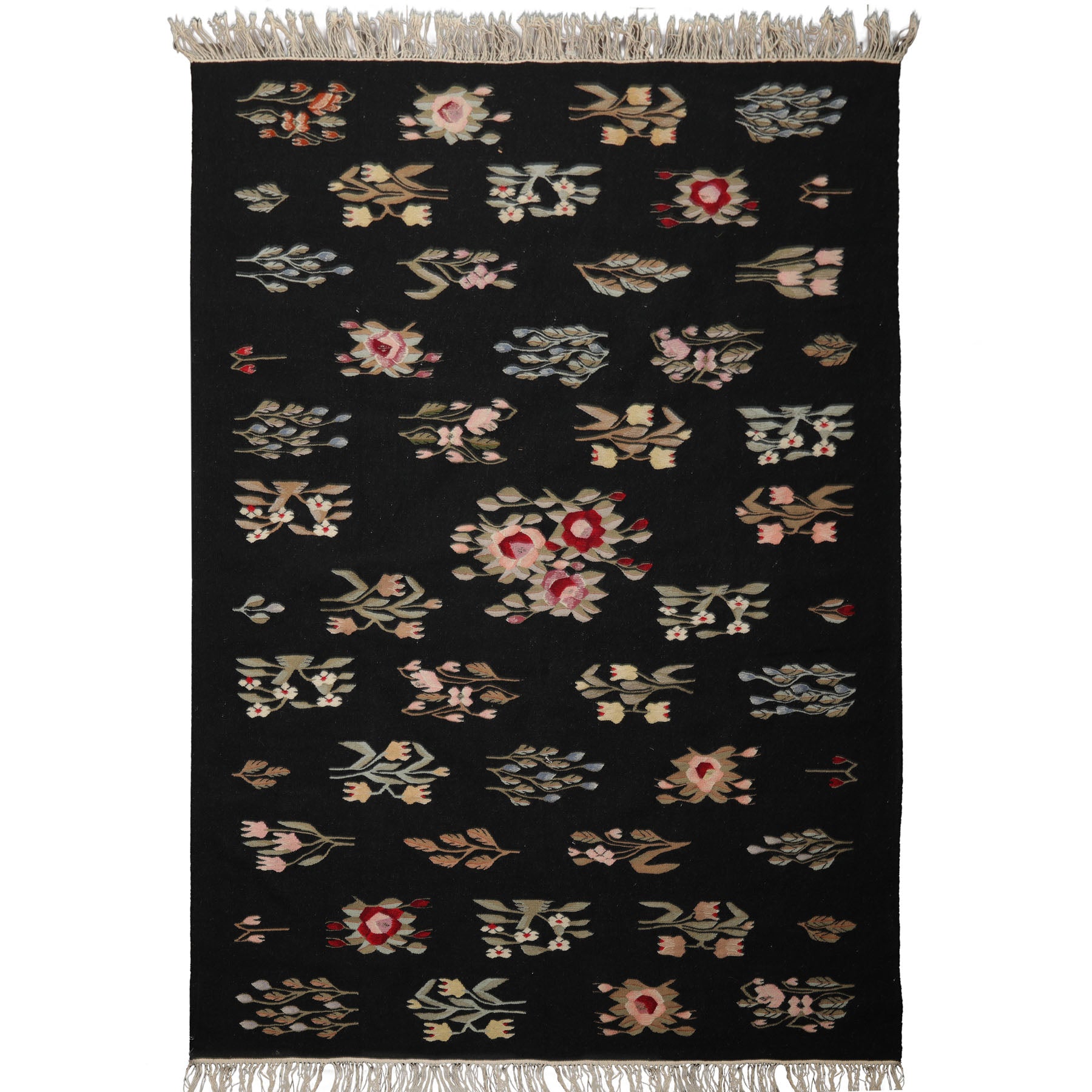 6x9 Black, Red, Sage Color Hand Woven Kilim Wool Traditional Oriental Rug