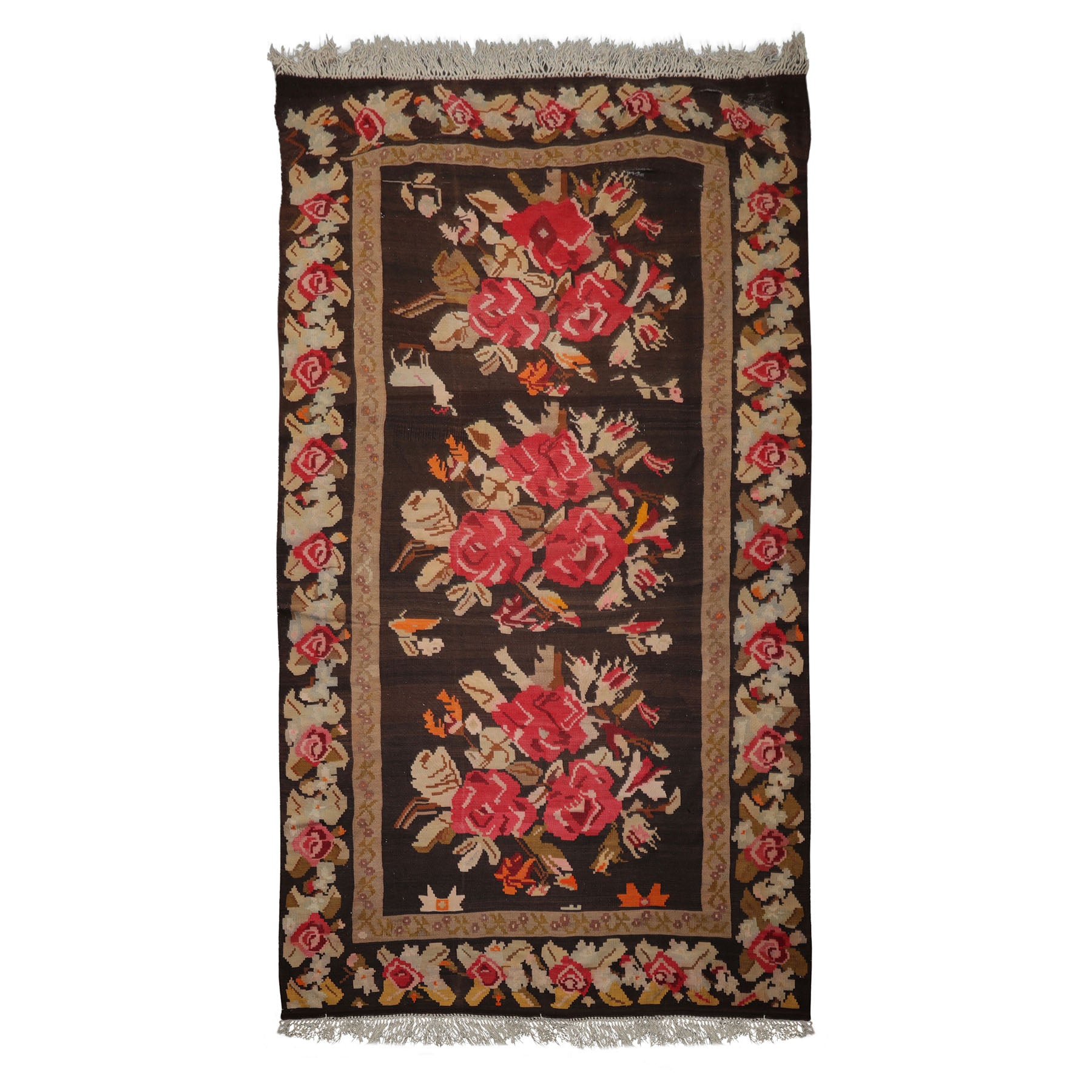 7x14 Brown, Tan, Beige Color Hand Woven Kilim Wool Traditional Oriental Rug