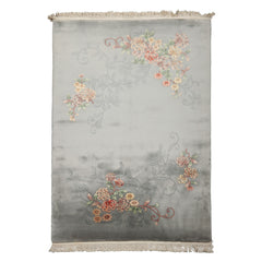 6x9 Gray, Green, Rose Color Hand Knotted French Aubusson Savonnerie Wool Traditional Oriental Rug