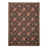 6x9 Green, Brown, Ivory Color Hand Woven Aubusson Needlepoint Wool Traditional Oriental Rug