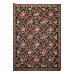 6x9 Green, Brown, Ivory Color Hand Woven Aubusson Needlepoint Wool Traditional Oriental Rug