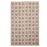 5x8 Ivory, Pink, Lavender Color Hand Woven Aubusson Needlepoint Wool Traditional Oriental Rug