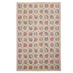 5x8 Ivory, Pink, Lavender Color Hand Woven Aubusson Needlepoint Wool Traditional Oriental Rug