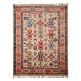 6x8 Ivory, Blush, Red Color Hand Knotted Oushak Wool Traditional Oriental Rug