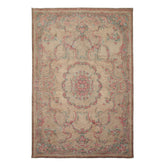 6x9 Beige, Tan, Blush Color Hand Knotted French Aubusson Savonnerie Wool Transitional Oriental Rug