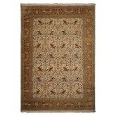 9x13 Ivory, Caramel, Rose Color Hand Knotted Tabriz Wool Traditional Oriental Rug