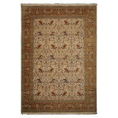9x13 Ivory, Caramel, Rose Color Hand Knotted Tabriz Wool Traditional Oriental Rug