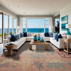 Blush 9'7"x12'11" Tibetan Art Deco Organic Texture Swiss Wash Hand Knotted Wool Oriental Area Rug