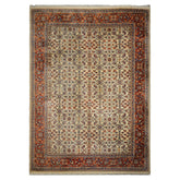 10x14 Ivory, Burnt Orange, Blue Color Hand Knotted Herati Wool Traditional Oriental Rug