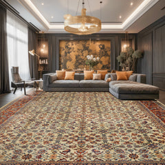 Ivory 10x14 Herati Vintage Hand Knotted Wool Oriental Area Rug