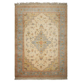 9x14 Ivory, Aqua, Peach Color Hand Knotted Oushak Wool Traditional Oriental Rug