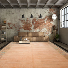 Blush 10x13'5" Tibetan Art Deco Kangri Swiss Wash Silky Sheen Hand Knotted Wool Oriental Area Rug