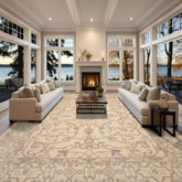 Ivory 8'10"x12'2" Heriz Plush Pile Pande Cameron Velvety Soft Silky Sheen Hand Knotted New Zealand Wool Oriental Area Rug