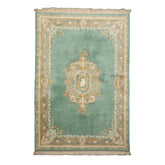 6x9 Turquoise, Taupe, Ivory Color Hand Knotted Kerman New Zealand Wool Traditional Oriental Rug