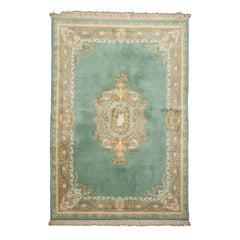 6x9 Turquoise, Taupe, Ivory Color Hand Knotted Kerman New Zealand Wool Traditional Oriental Rug