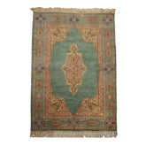 6x9 Aqua, Rose, Peach Color Hand Knotted Kerman New Zealand Wool Traditional Oriental Rug