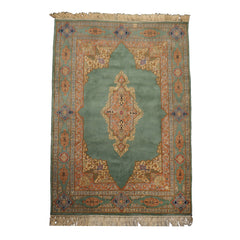 6x9 Aqua, Rose, Peach Color Hand Knotted Kerman New Zealand Wool Traditional Oriental Rug