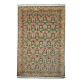 6x9 Aqua, Ivory, Light Color Hand Knotted Arts & Crafts New Zealand Wool William Morris Oriental Rug