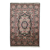 6x9 Charcoal, Ivory, Rose Color Hand Knotted French Aubusson Savonnerie Wool Traditional Oriental Rug