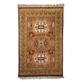 5x9 Peach, Mustard, Ivory Color Hand Knotted Oushak Wool Traditional Oriental Rug
