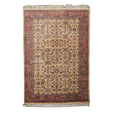 6x9 Ivory, Coral, Turquise Color Hand Knotted Herati Wool Traditional Oriental Rug