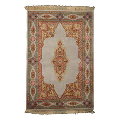 6x9 Gray, Coral, Turquoise Color Hand Knotted Kerman Wool Traditional Oriental Rug