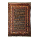 5x8 Gray, Ivory, Peach Color Hand Knotted Serabund New Zealand Wool Traditional Oriental Rug