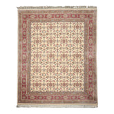 8x10 Ivory, Plum, Aqua Color Hand Knotted Herati New Zealand Wool Traditional Oriental Rug