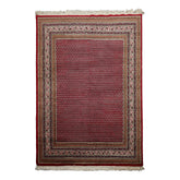 6x9 Red, Ivory, Aqua Color Hand Knotted Boteh Wool Traditional Oriental Rug