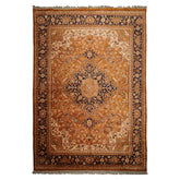 9x13 Caramel, Navy, Ivory Color Hand Knotted Heriz New Zealand Wool Traditional Oriental Rug