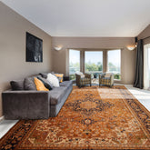 Caramel 9'9''x13'9'' Heriz Traditional Silky Sheen Hand Knotted New Zealand Wool Oriental Area Rug