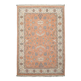 6x9 Apricot, Ivory, Gray Color Hand Knotted Oushak New Zealand Wool Traditional Oriental Rug
