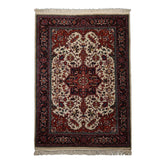 6x9 Ivory, Midnight Blue, Rust Color Hand Knotted Heriz Wool Arts & Crafts Oriental Rug